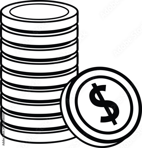 Vector art of stack of coins with a dollar sign