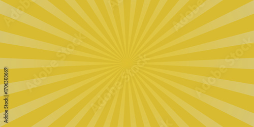 Bright yellow sunburst background with alternating light and dark stripes radiating outwards, ideal for retro designs, comic book art, and energetic visual themes