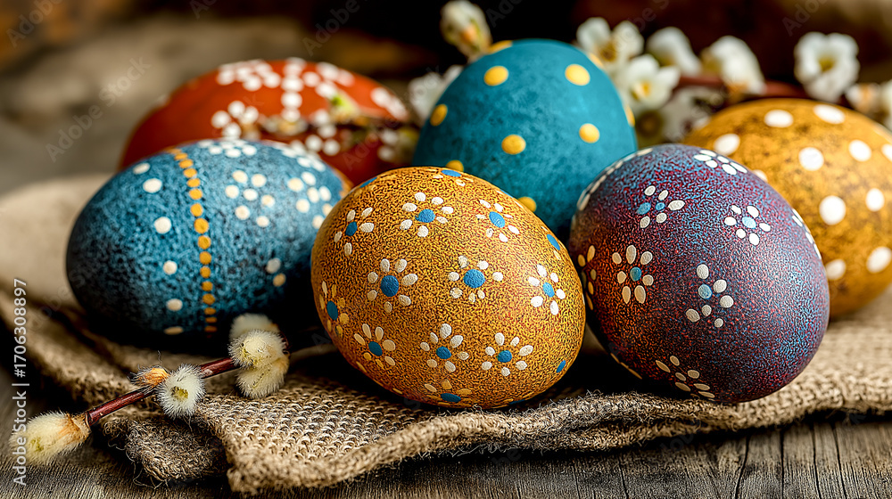 Obraz premium colorful easter eggs candy