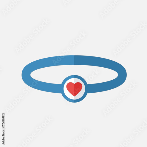 Free Download Blue ring with a red heart symbol on a white background. - GFXLoad