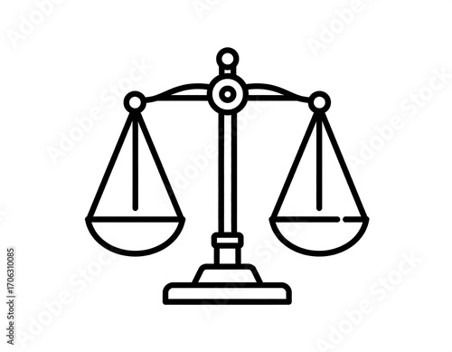 Simple outline drawing of a balance scale