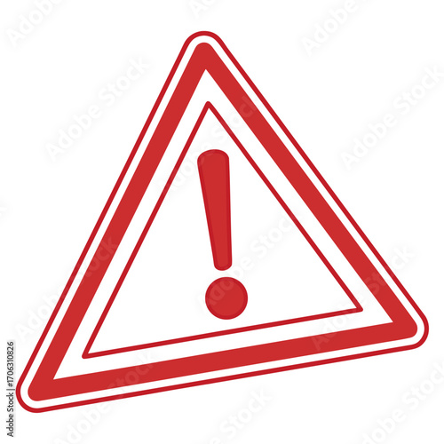 Bold red warning sign with exclamation mark for safety alerts and critical notifications, an attention-grabbing symbol for urgent messages and important announcements