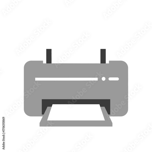 A simple graphic icon of a printer with paper emerging.