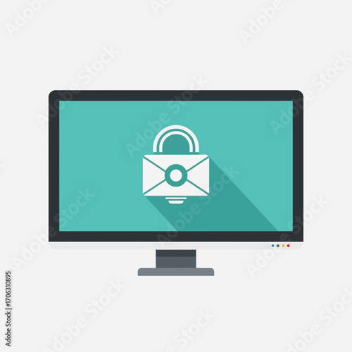 Computer monitor displays a locked email icon symbolizing digital security.