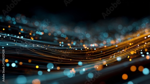 Navigating the digital frontier: a glimpse into network evolution. Technology future. Futuristic network interface with vibrant node glows and complex paths. Tech collaboration. Human technology.