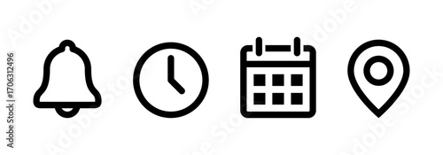 Notification, Time, Date and Location icons