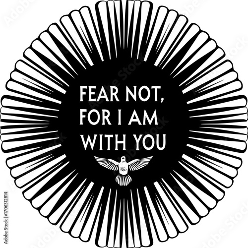 Christian Quote Vector – Isaiah 41:10 Fear Not Calligraphy with Dove and Light Rays