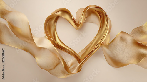 Heart Made of Gold Ribbon