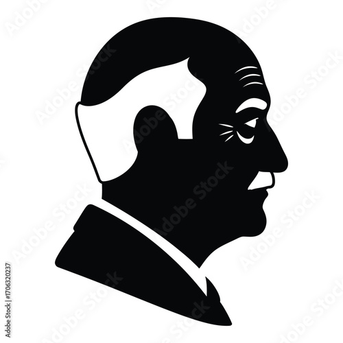 Silhouette profile of elderly man wearing suit represents wisdom and experience silhouette