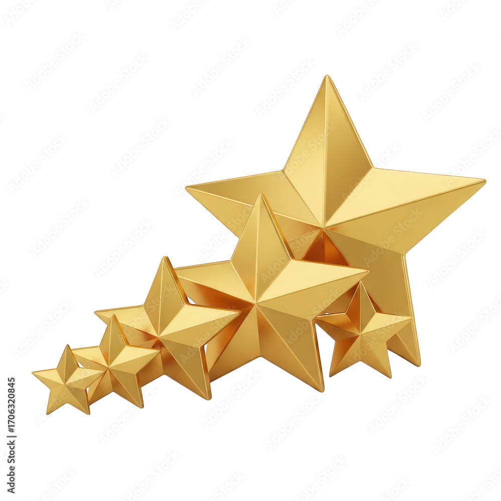 Obraz premium Golden Stars Rating Illustration on Transparent Background for Feedback, Reviews, and Excellence in Service, Products, and Performance Evaluation