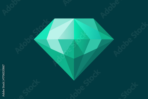 Luxury geometric diamond vector illustration with a shiny heart-shaped jewel on a blue background