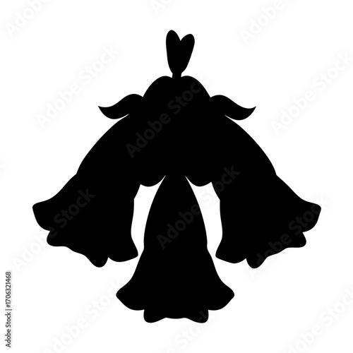 Silhouette of Decorative Bell Flowers-Black silhouette illustration of three hanging bell-shaped flowers, isolated on white background, used for decoration, floral art, or design elements.