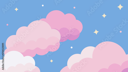 pink background with clouds