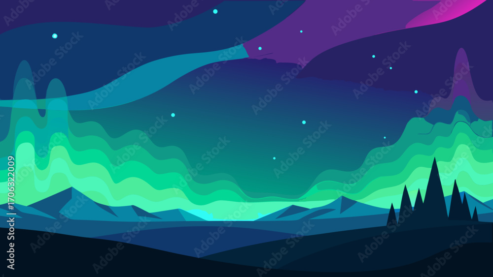 Fototapeta premium night landscape with stars