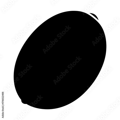Silhouette of mango fruit-Black silhouette of a mango fruit with a smooth oval shape. Simple vector illustration representing tropical fruits, farming, organic produce, and healthy eating concepts.