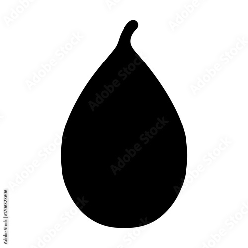 Silhouette of fig fruit icon-Black silhouette illustration of a fig with stem, symbolizing exotic fruit, organic produce, healthy eating, farming, and natural food.