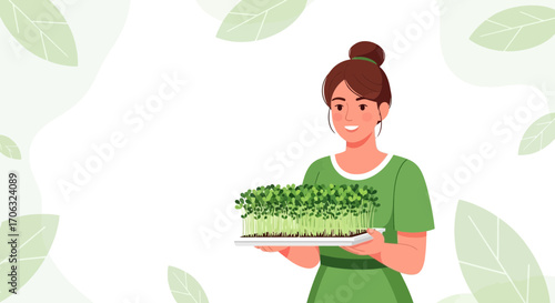 Woman Holding Microgreens: A Visual Delight for Cultivating Healthy Lifestyles