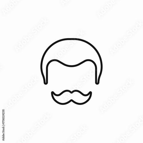 man's head mustache icon sign vector