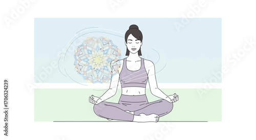 Woman In Meditation, Peacefully Practicing Yoga, Focused On Inner Harmony And Spiritual Well-being