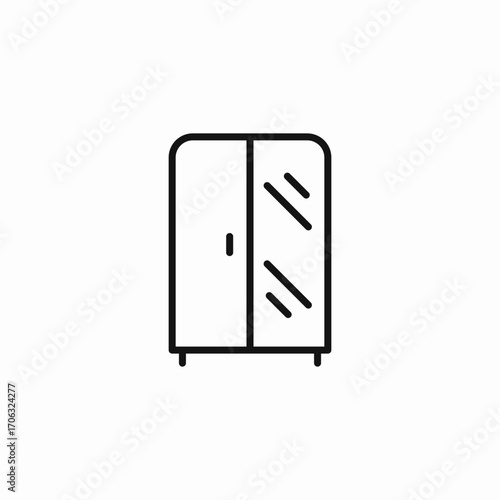 mirrored door wardrobe icon sign vector