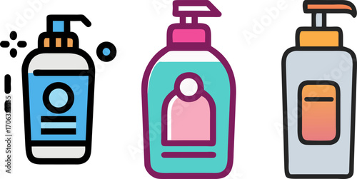 Collection of different types of soap dispensers, ideal for hygiene promotion