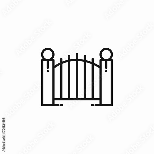 ornate gate entrance icon sign vector