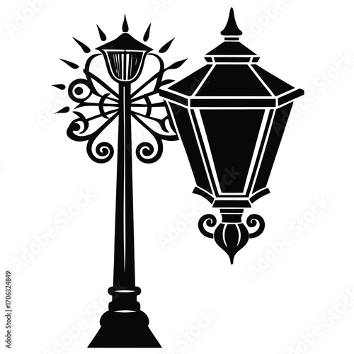 lighted streetlamp vector icon