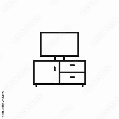 television entertainment cabinet icon sign vector