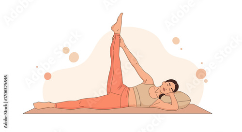 Woman Performing Stretching Exercise on Yoga Mat, Promoting Mental Wellness and Physical Health
