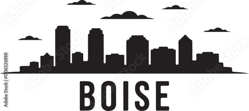 Boise skyline silhouette black color vector design on white background minimal city illustration