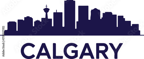 Calgary skyline silhouette black color vector design on white background minimal city illustration