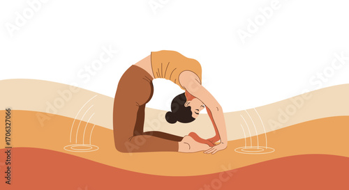Woman Practicing Yoga Pose Illustrated In Vector Demonstrating The Art Of Wellbeing