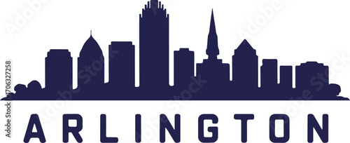 Arlington skyline silhouette black color vector design on white background minimal city illustration