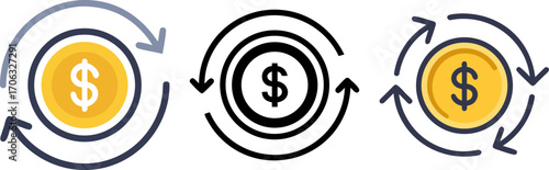 Money transaction or currency exchange cycle business financial operations vector illustration