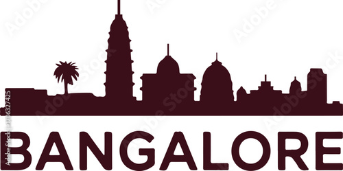 Bangalore skyline silhouette black color vector design on white background minimal city illustration