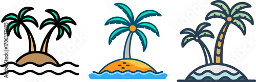  palm trees on islands with water