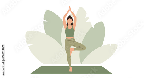 Woman Doing Yoga Poses on Green Mat, Perfect for Wellness and Mindfulness Exercises