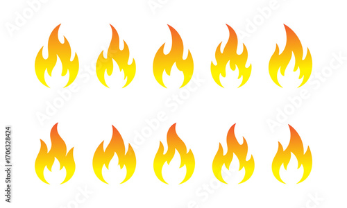 Set of Fire Flame Icons – Gradient Burning Flame Vector Collection
