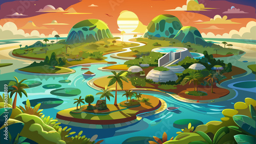 Biosphere Reserve Sian Ka’an, Mexico, blends coastal lagoons, barrier reefs, and tropical wetlands glowing under golden sunlight and drifting Caribbean breezes.