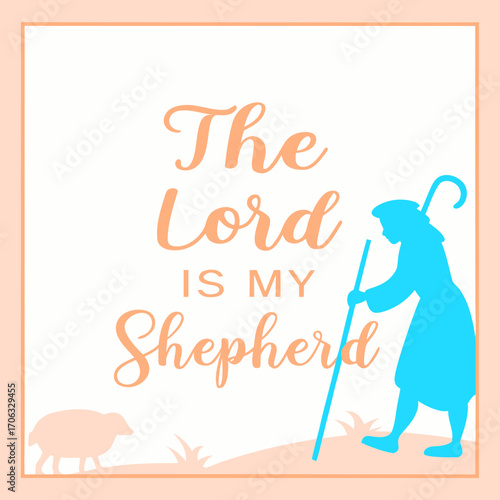 Psalm 23:1 Vector Design – The Lord is My Shepherd with Sheep and Staff Icon