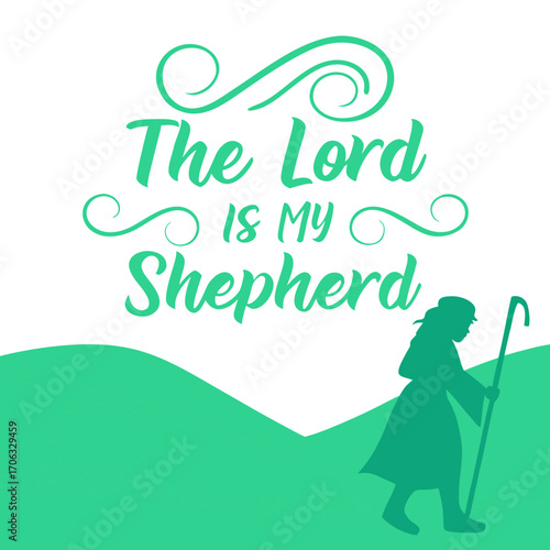 Psalm 23:1 Vector Design – The Lord is My Shepherd with Sheep and Staff Icon