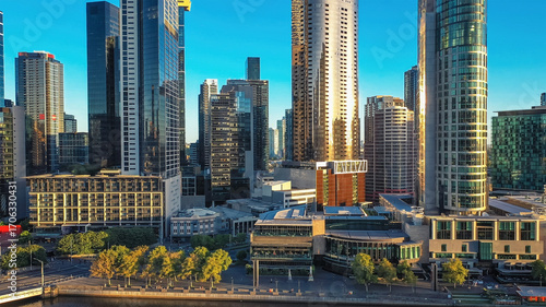 Photos Australia scenic Melbourne downtown skyline near financial business center
