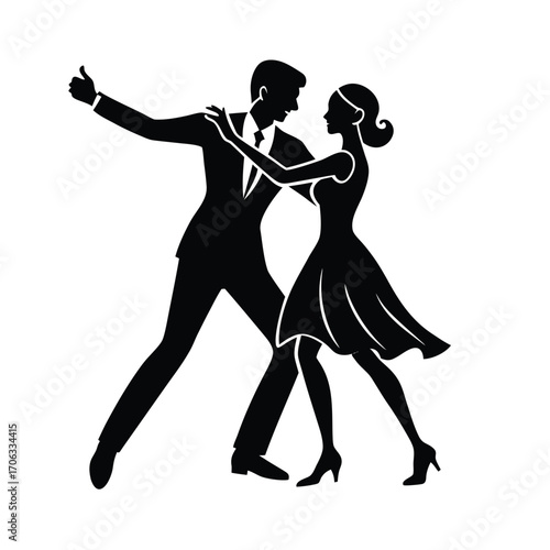 Elegant Couple Dance Silhouette, Romantic Dance Silhouette, Ballroom Couple Silhouette, Salsa Dancing Silhouette, Passionate Dance Silhouette