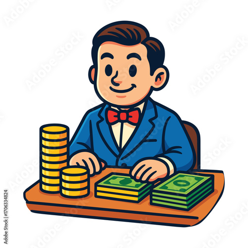 Banker with money vector cartoon