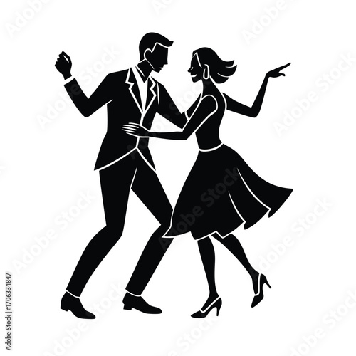 Elegant Couple Dance Silhouette, Romantic Dance Silhouette, Ballroom Couple Silhouette, Salsa Dancing Silhouette, Passionate Dance Silhouette