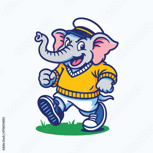 Cheerful elephant mascot vector cartoon