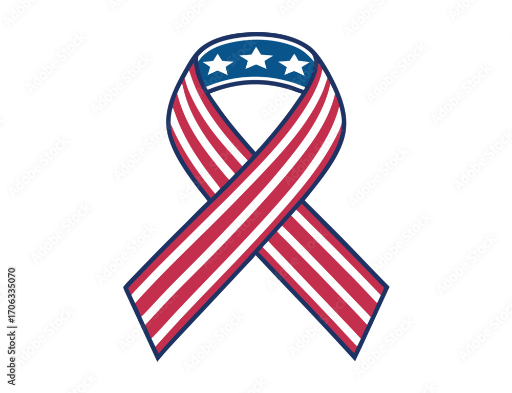 Obraz premium American flag ribbon vector graphic for patriotic events and celebrations