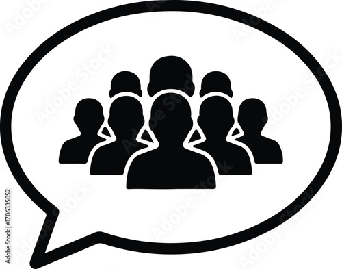 Illustrator Vector Crowd inside speech bubble teamwork concept silhouette