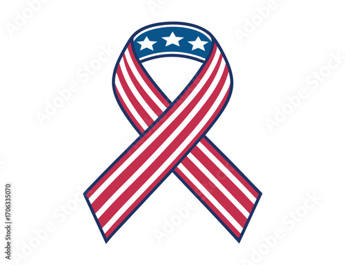 American flag ribbon vector graphic for patriotic events and celebrations