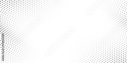 Flowing dots particles wave pattern halftone gradient curve shape isolated on white background. Vector in concept of technology, science, music